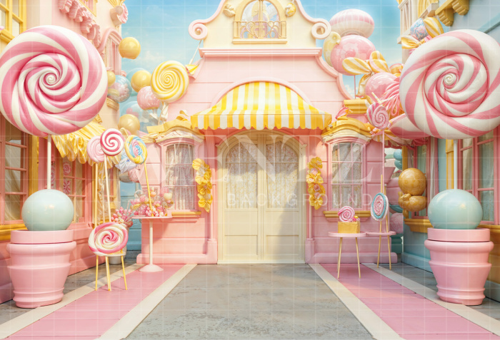 Fundo Fotográfico em Tecido Loja de Doces Dia das Crianças / Backdrop 6379