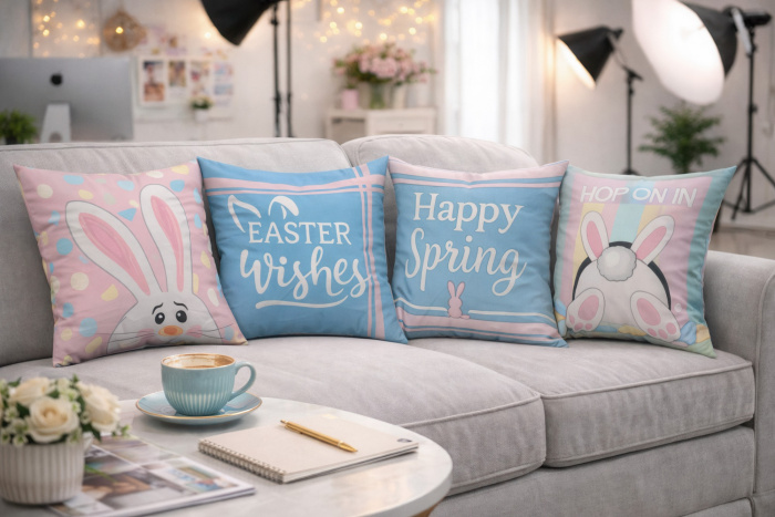 Kit 4 Capas de Almofadas Páscoa - 50 x 50 / WA98