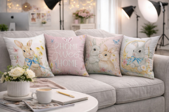 Kit 4 Capas de Almofadas Páscoa - 50 x 50 / WA95