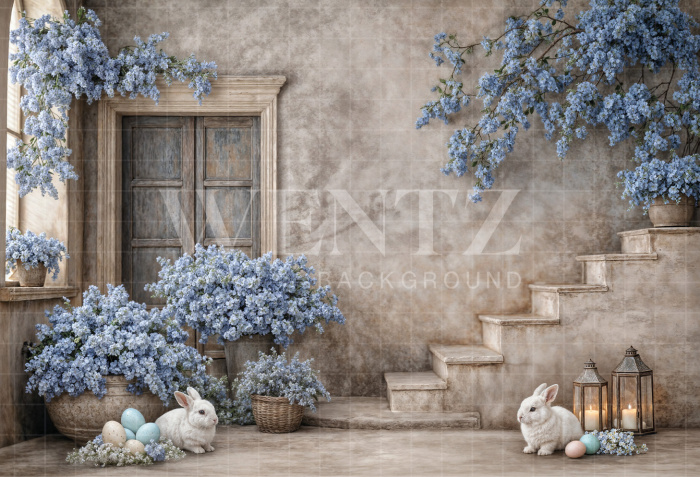 Fundo Fotográfico em Tecido Casa do Coelho Páscoa / Backdrop 8058