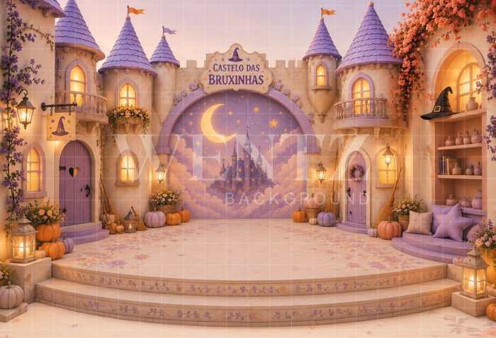 Fundo Fotográfico em Tecido Castelo de Halloween / Backdrop 8901