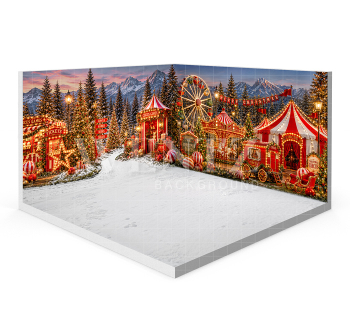 Fundo Fotográfico em Tecido Cenário Circo de Natal 3D / WTZ202