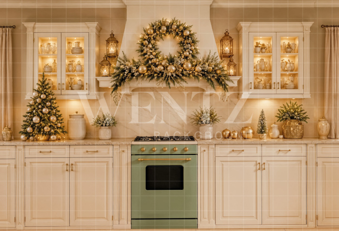 Fundo Fotográfico em Tecido Cozinha de Natal / Backdrop 8510