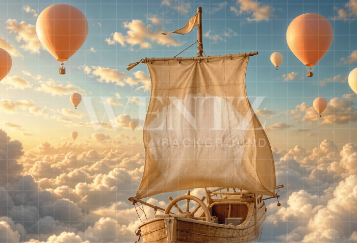 Fundo Fotográfico em Tecido Dia das Crianças Barco / Backdrop 8582