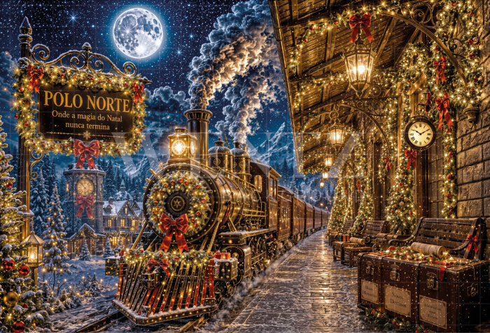 Fundo Fotográfico em Tecido Estação de Natal / Backdrop 8501
