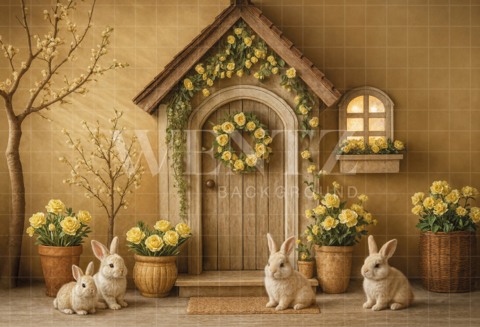 Fundo Fotográfico em Tecido Fachada de Páscoa / Backdrop 8025