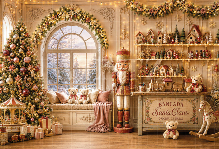 Fundo Fotográfico em Tecido Sala de Natal / Backdrop 8833