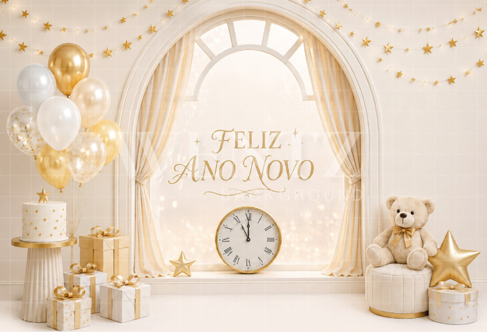 Fundo Fotográfico em Tecido Smash The Cake Ano Novo / Backdrop 8826