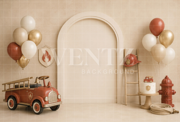 Fundo Fotográfico em Tecido Smash The Cake Bombeiro / Backdrop 8698