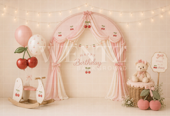 Fundo Fotográfico em Tecido Smash The Cake Cereja / Backdrop 8714