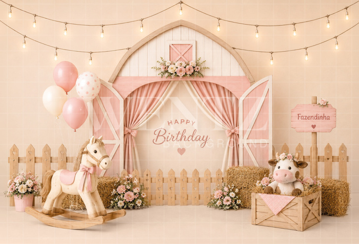 Fundo Fotográfico em Tecido Smash The Cake Fazendinha / Backdrop 8760