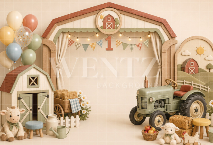 Fundo Fotográfico em Tecido Smash The Cake Fazendinha / Backdrop 8797