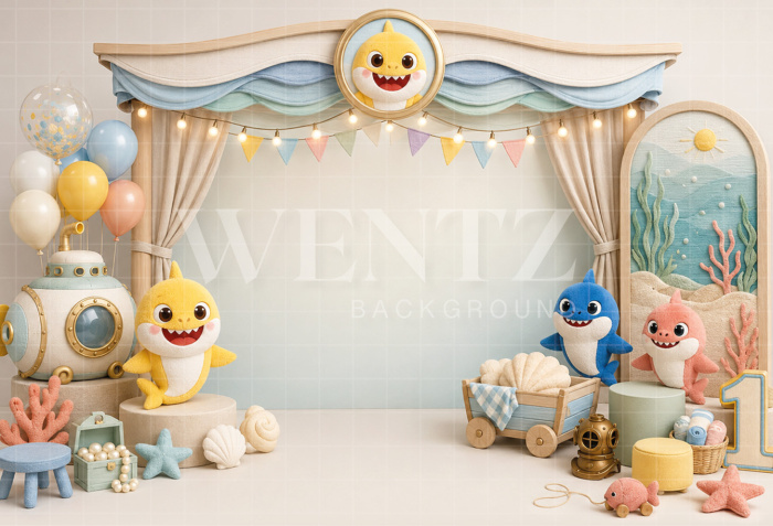 Fundo Fotográfico em Tecido Smash The Cake Fundo do Mar / Backdrop 8804