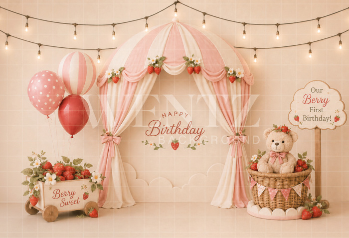 Fundo Fotográfico em Tecido Smash The Cake Morango / Backdrop 8751