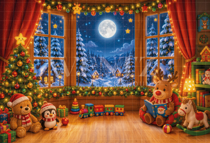Fundo Fotográfico em Tecido Brinquedos de Natal / Backdrop 8495
