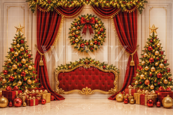 Fundo Fotográfico em Tecido Cabeceira Natal / Backdrop 8526