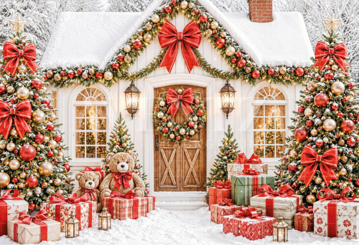 Fundo Fotográfico em Tecido Casa de Natal / Backdrop 8536