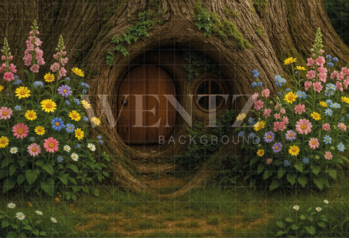 Fundo Fotográfico em Tecido Casa do Coelho Páscoa / Backdrop 8053