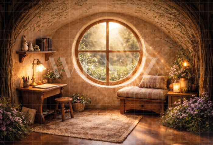 Fundo Fotográfico em Tecido Casa do Coelho Páscoa / Backdrop 8234