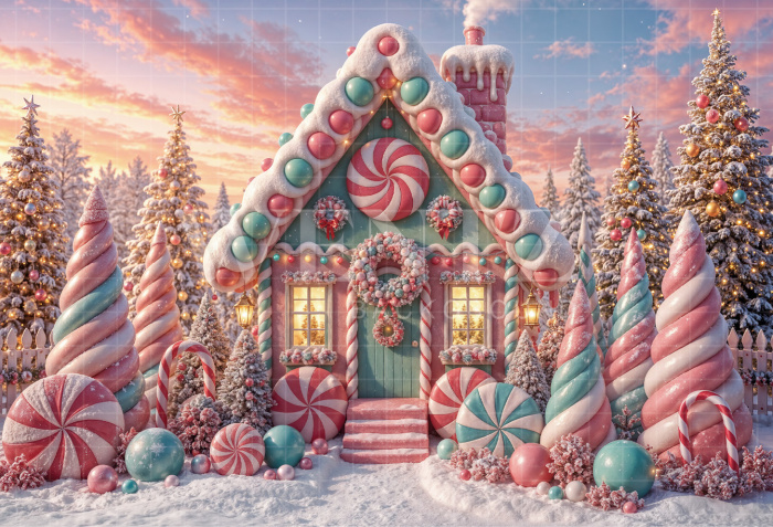 Fundo Fotográfico em Tecido Casinha de Natal / Backdrop 8487