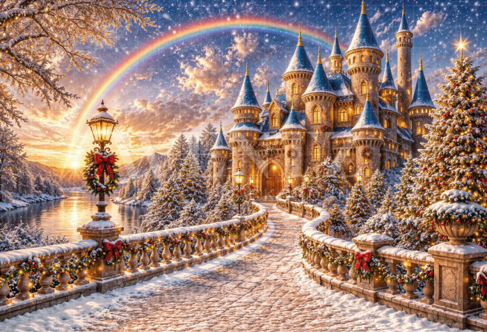 Fundo Fotográfico em Tecido Castelo de Natal / Backdrop 8527