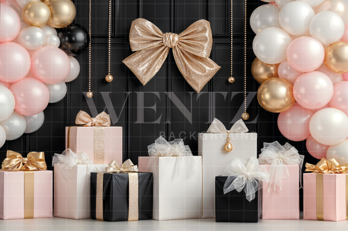 Fundo Fotográfico em Tecido Cenário com Balões e Presentes / Backdrop 8164