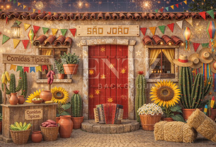 Fundo Fotográfico em Tecido Cenário Festa Junina / Backdrop 8235