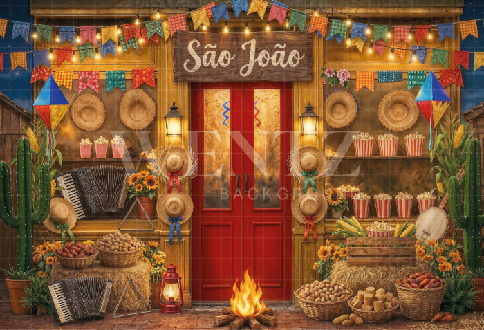 Fundo Fotográfico em Tecido Cenário Festa Junina / Backdrop 8239