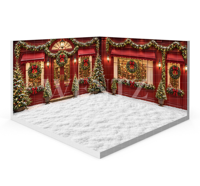 Fundo Fotográfico em Tecido Cenário Vila de Natal 3D / WTZ205