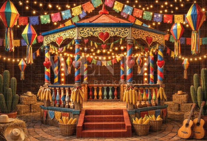 Fundo Fotográfico em Tecido Coreto de São João / Backdrop 8278