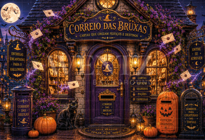 Fundo Fotográfico em Tecido Correio de Halloween / Backdrop 8903