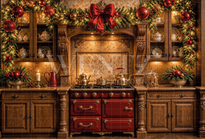Fundo Fotográfico em Tecido Cozinha de Natal / Backdrop 8473