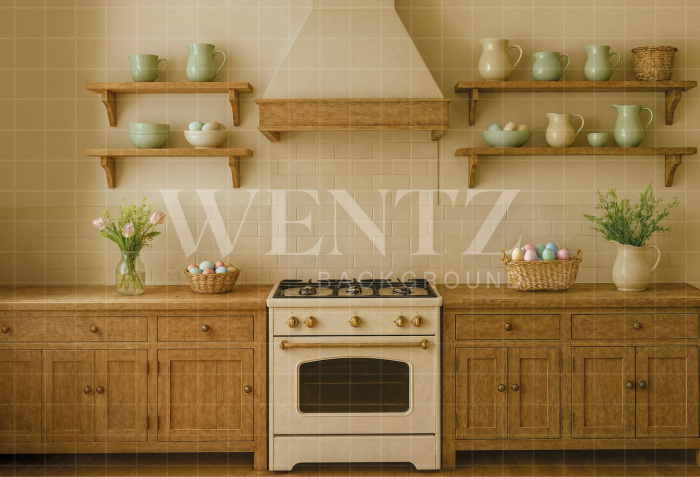 Fundo Fotográfico em Tecido Cozinha de Páscoa / Backdrop 8049