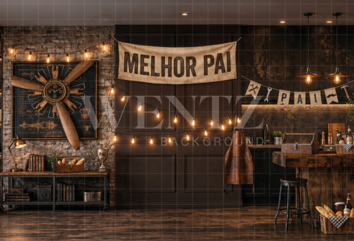 Fundo Fotográfico em Tecido Cozinha Dia dos Pais / Backdrop 8369