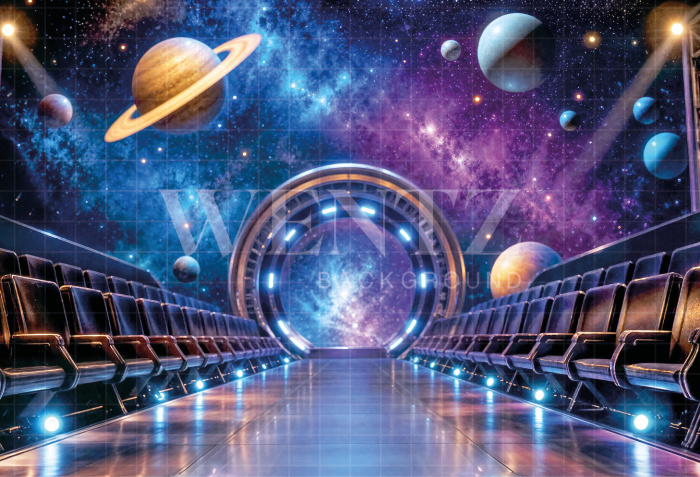 Fundo Fotográfico em Tecido Dia das Crianças Estação Espacial / Backdrop 8600