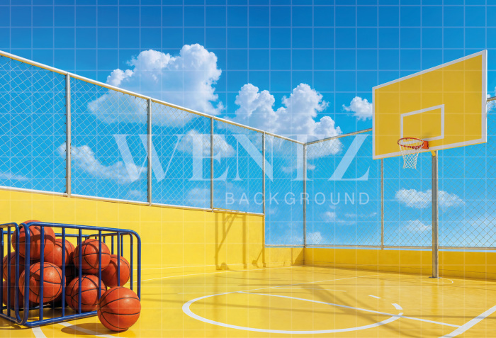 Fundo Fotográfico em Tecido Dia das Crianças Quadra de Basquete / Backdrop 8592