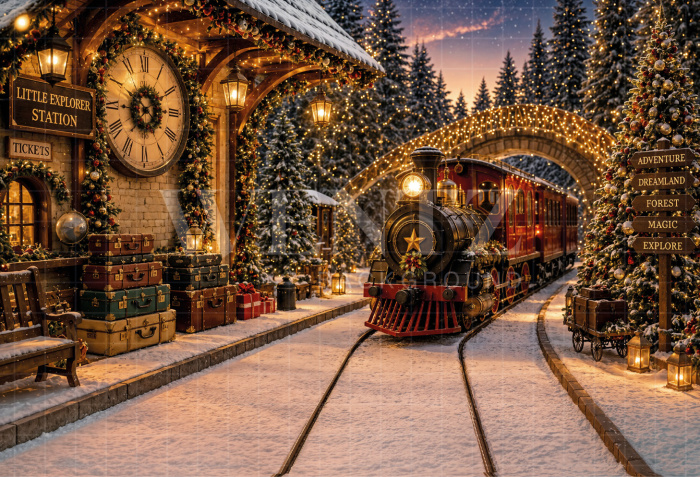 Fundo Fotográfico em Tecido Estação de Natal / Backdrop 8504