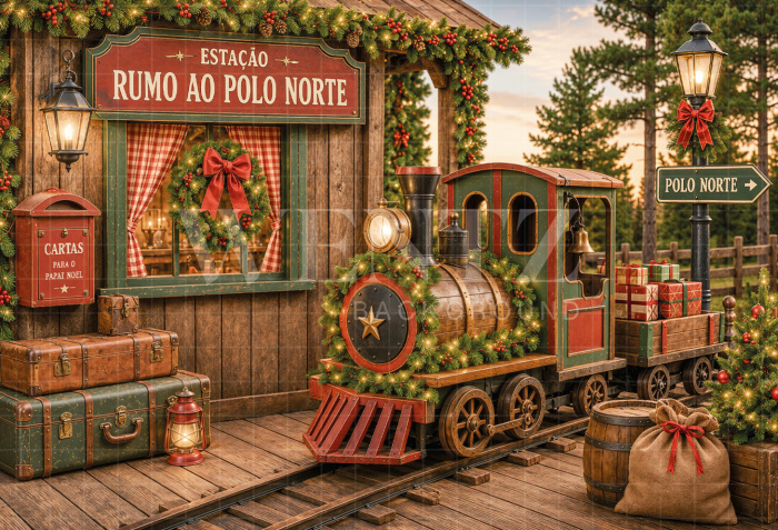 Fundo Fotográfico em Tecido Estação de Natal / Backdrop 8577