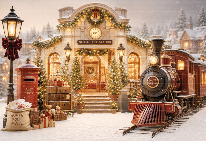 Fundo Fotográfico em Tecido Estação de Natal / Backdrop 8886