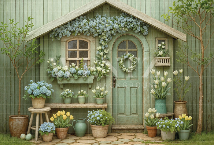 Fundo Fotográfico em Tecido Fachada de Páscoa / Backdrop 8032