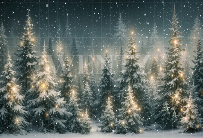Fundo Fotográfico em Tecido Floresta de Natal / Backdrop 8852