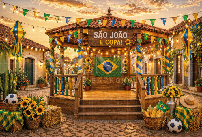 Fundo Fotográfico em Tecido Junino Brasil / Backdrop 8334