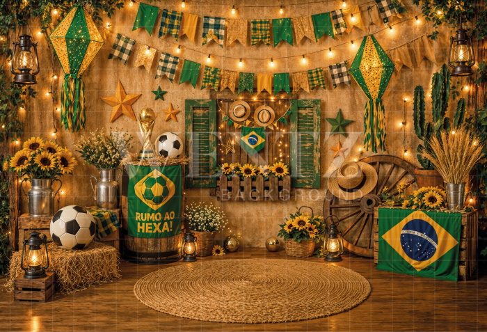 Fundo Fotográfico em Tecido Junino Brasil / Backdrop 8335