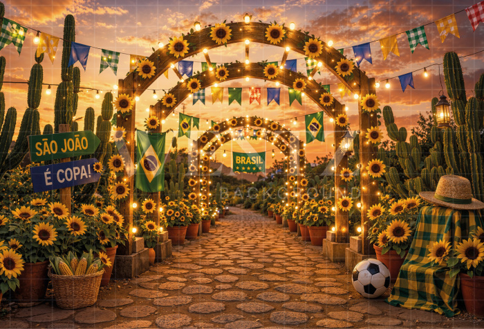 Fundo Fotográfico em Tecido Junino Brasil / Backdrop 8337