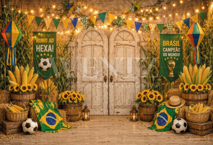 Fundo Fotográfico em Tecido Junino Brasil / Backdrop 8338