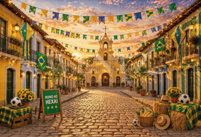 Fundo Fotográfico em Tecido Junino Brasil / Backdrop 8339