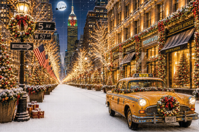 Fundo Fotográfico em Tecido Nova York Natal / Backdrop 8895