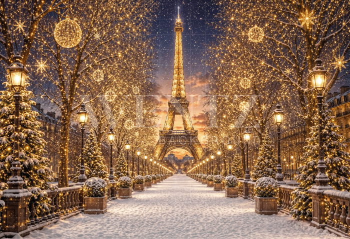 Fundo Fotográfico em Tecido Paris Natal / Backdrop 8491