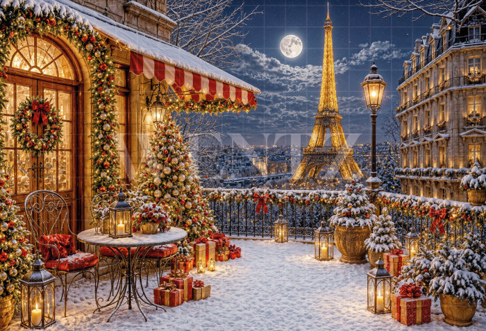 Fundo Fotográfico em Tecido Paris Natal / Backdrop 8563