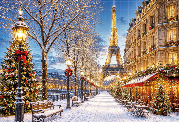 Fundo Fotográfico em Tecido Paris Natal / Backdrop 8565